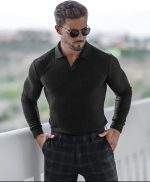Lempue Mens V Neck t Shirts Slim Fit Muscle Polo Shirts for Men Short Sleeve Dry Fit Golf Shirts Casual Stylish Cloths - Image 3
